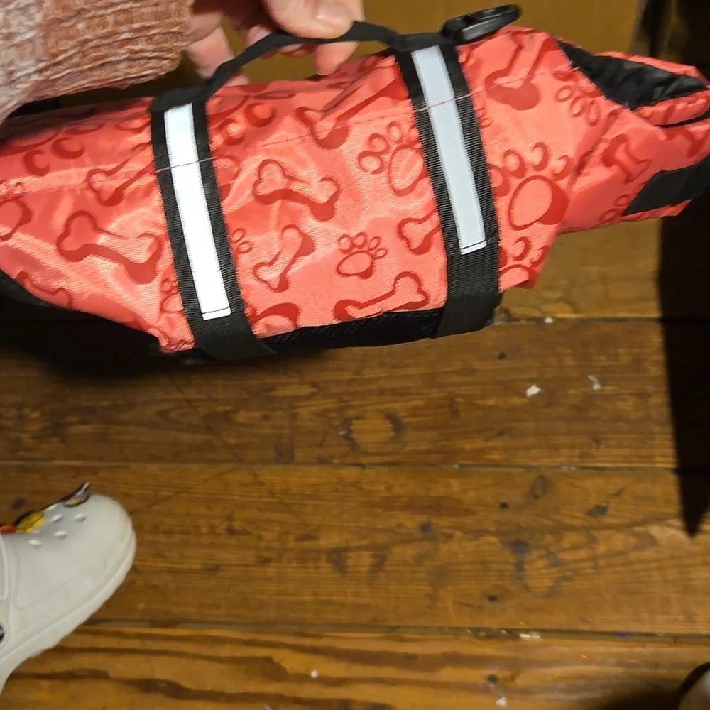 Pink Small Dog Life Jacket with Bone and Paw Print